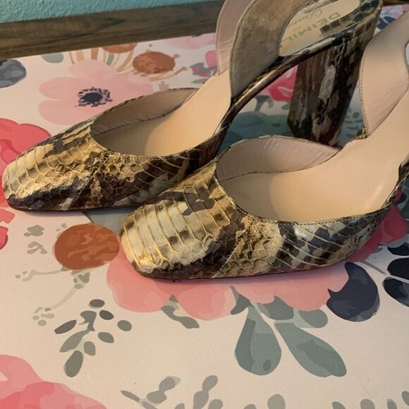 Deimille For Diane B Slingback Snakeskin Heels Size 8 (38) - Picture 10 of 10